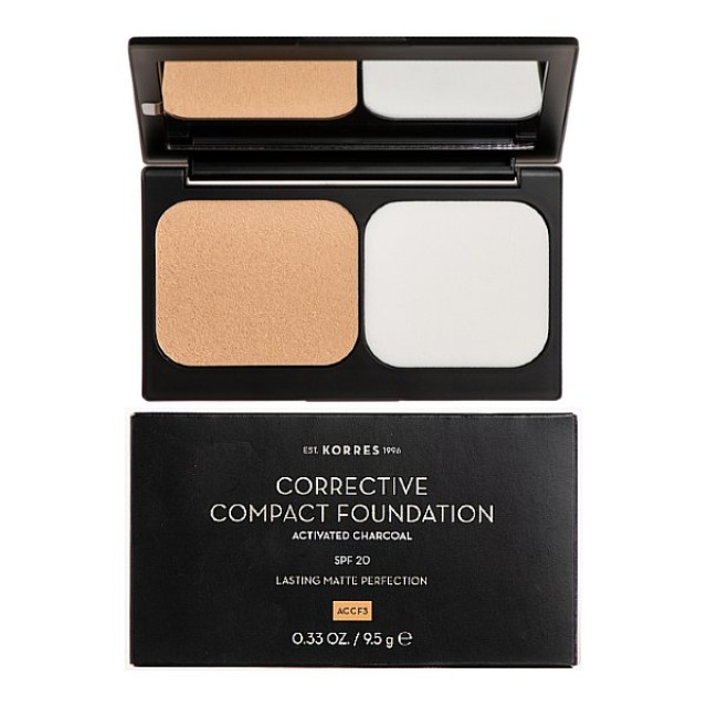 Korres Ενεργός Άνθρακας Διορθωτικό Compact Makeup για Σοβαρές Ατέλειες SPF20 ACCF3 9.5g