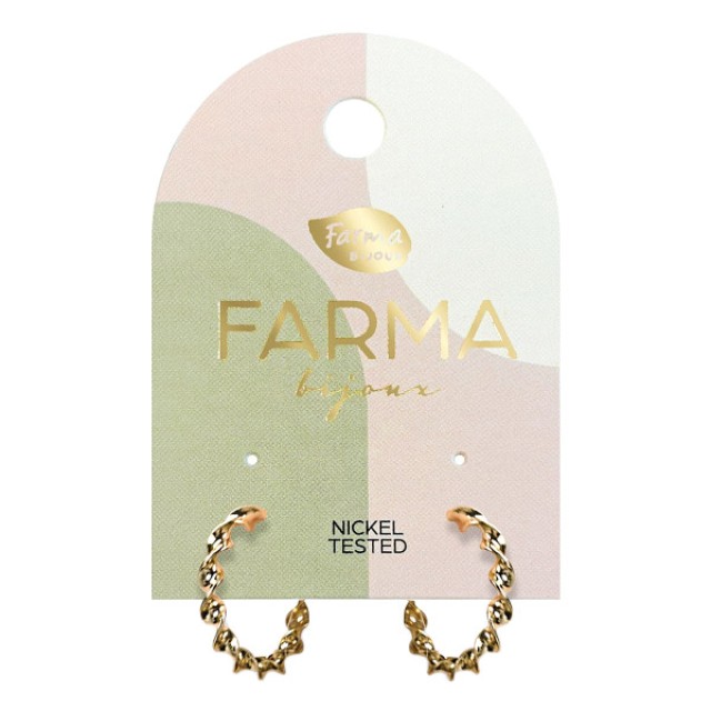 Farma Bijoux Earrings Golden Twisted Hoops 16mm