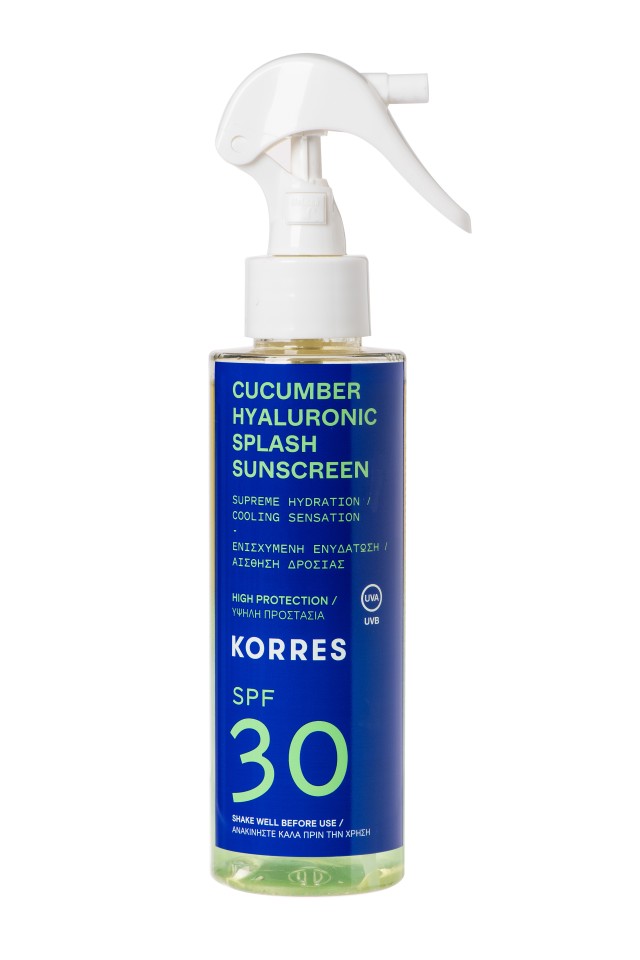 Korres Cucumber & Hyaluronic Splash Sunscreen SPF30 Διφασικό Αντηλιακό με Υψηλή Προστασία για Πρόσωπο & Σώμα 150ml