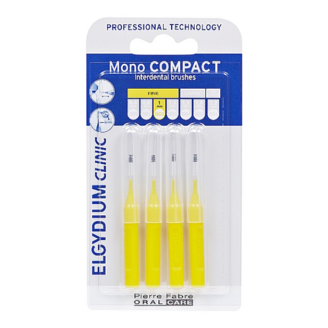 Elgydium Mono Compact Μεσοδόντια Βουρτσάκια 0.5 Κίτρινα 4 τεμάχια