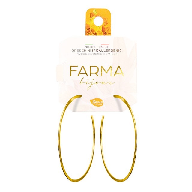 Farma Bijoux Υποαλλεργικά Σκουλαρίκια Κρίκοι Χρυσοί Πλακέ 60mm