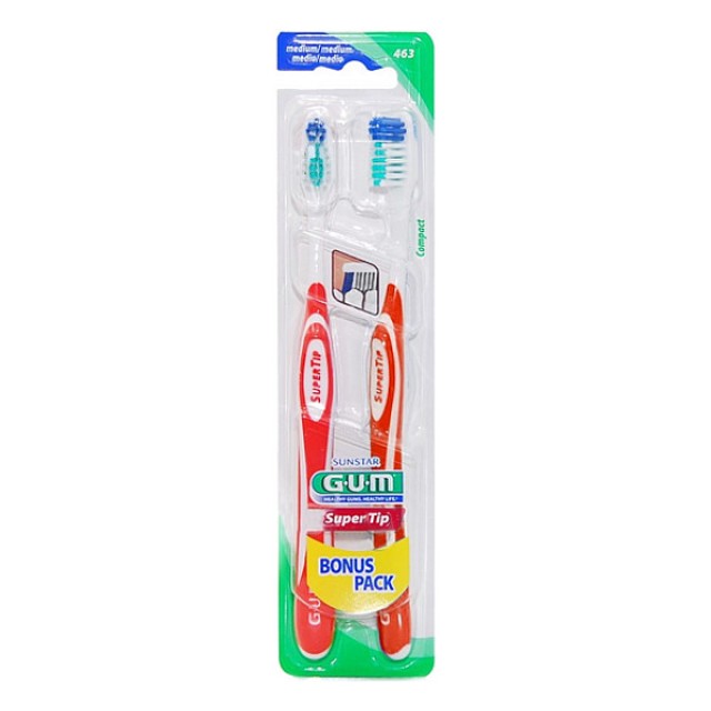 Gum Super Tip Toothbrush Compact Medium 2 pcs