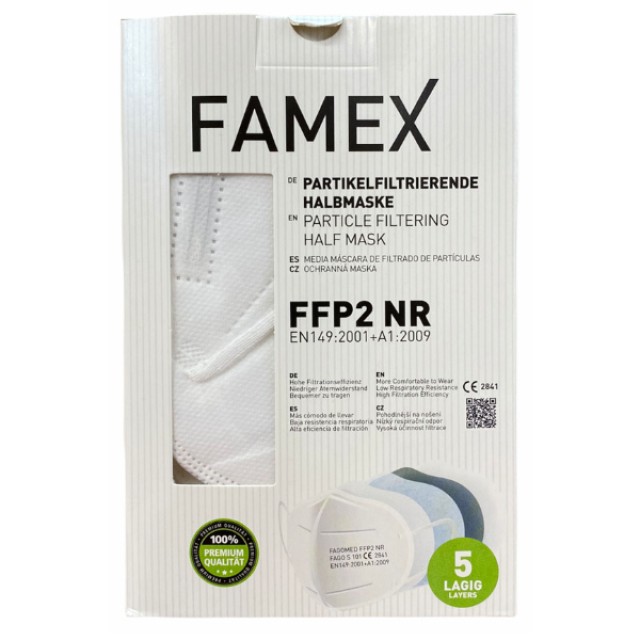 Famex Μάσκα Προστασίας Προσώπου FFP2 Λευκή 1 τεμάχιο