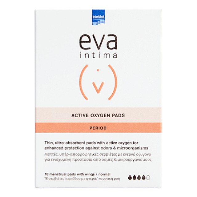 Intermed Eva Intima Active Oxygen Pads Period 18 σερβιέτες περιόδου με φτερά