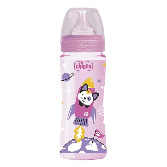 Chicco Plastic Baby Bottle Well Being Pink 4m+ 330ml