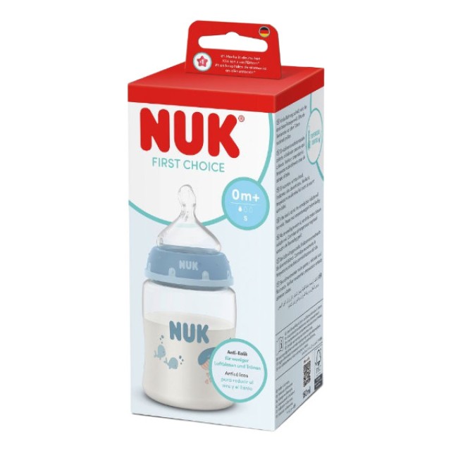 Nuk First Choice Plastic Baby Bottle 0m+ Whale 150ml