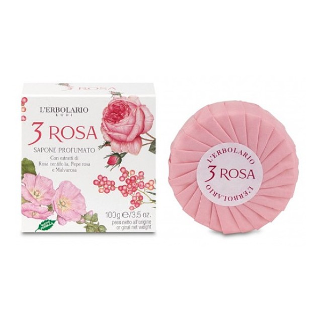 L'Erbolario 3 Rosa Αρωματικό Σαπούνι 100g