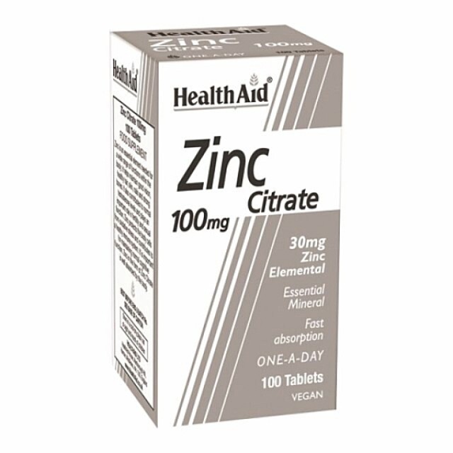 Health Aid Zinc Citrate 100mg 100 ταμπλέτες