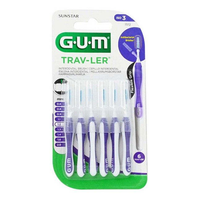 Gum Trav-ler Μεσοδόντια Bουρτσάκια 1.2mm Μωβ 6 τεμάχια