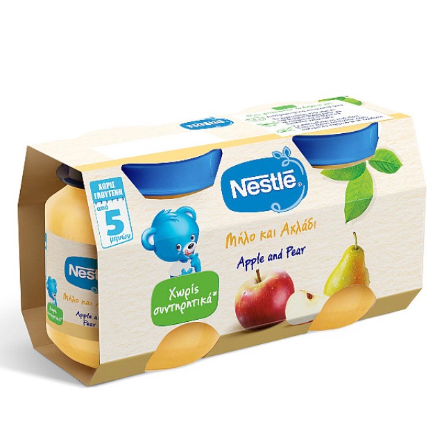 Nestle Βρεφικό Γεύμα Μήλο και Αχλάδι 5m+ 2x125g