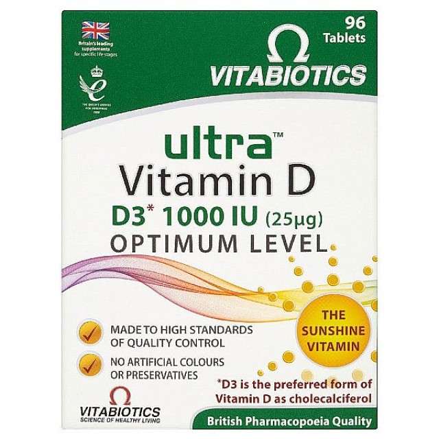 Vitabiotics Ultra Vitamin D 1000iu (D3 25mcg) 96 tablets