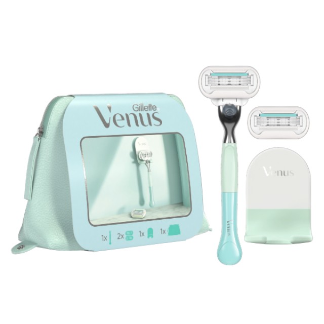 Gillette Venus Extra Smooth Sensitive Γυναικεία Ξυριστική Μηχανή & Ανταλλακτική Κεφαλή & Βάση για το Ντους & Νεσεσέρ