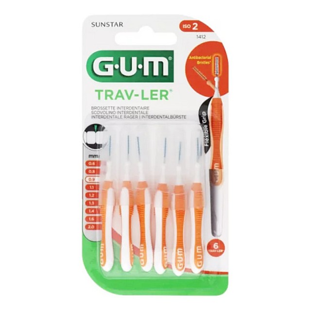 Gum Trav-ler Μεσοδόντια Bουρτσάκια 0.9mm Πορτοκαλί 6 τεμάχια