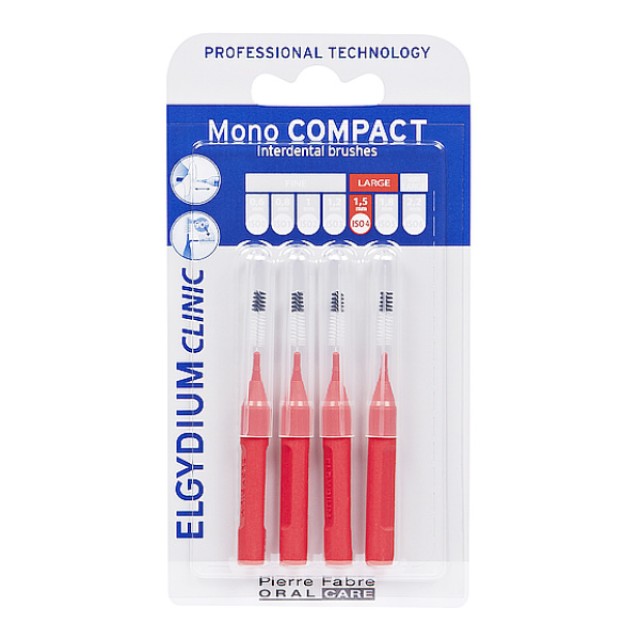 Elgydium Mono Compact Interdental Brushes 0.7 Red 4 pieces