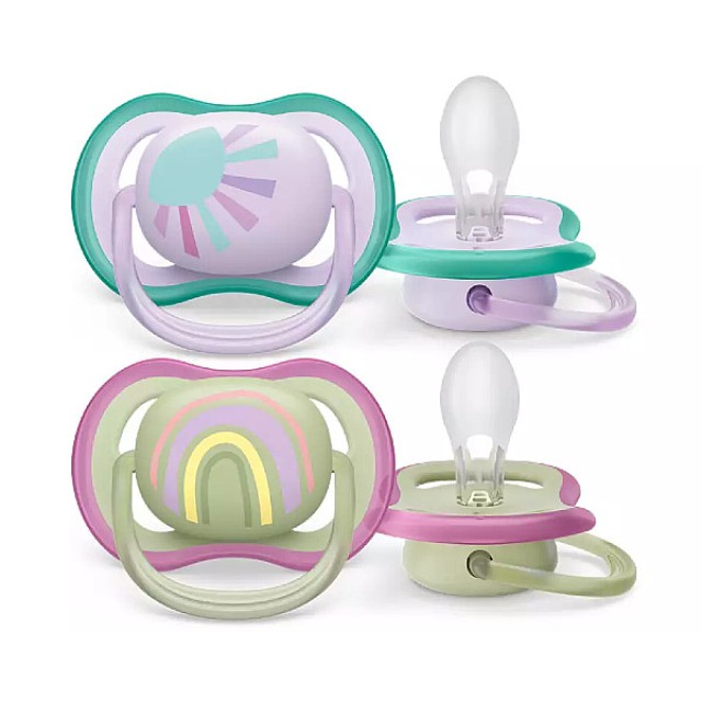 Philips Avent Ultra Air Orthodontic Pacifier Sun-Rainbow Purple 0-6m 2 pieces