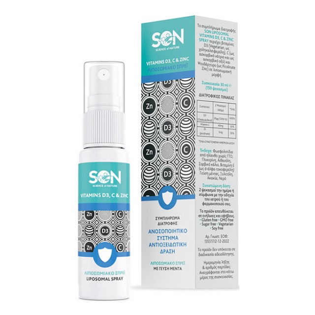 SON Vitamins D3, C & Zinc Liposomal Spray 30ml