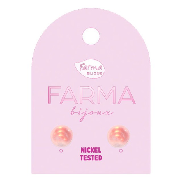 Farma Bijoux Earrings for Kids Pink Pearls 4mm