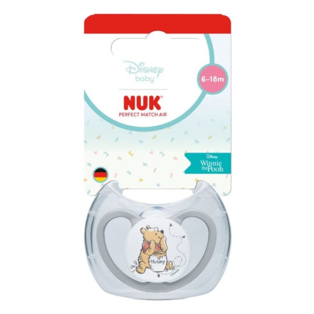 Nuk Perfect Match Air Silicone Soother 6-18m Winnie Grey 1 τεμάχιο