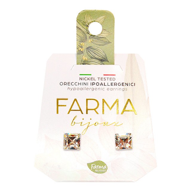 Farma Bijoux Earrings Crystal Squares 6mm