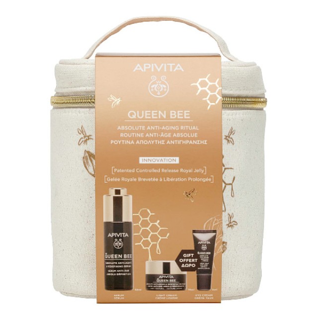 Apivita Absolute Anti-Aging and Redefining Serum 30ml & Regenerating Cream Light Texture 15ml & Reviving Eye Cream 5ml