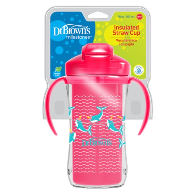 Dr. Brown's Thermos Cup with Straw Pink 300ml