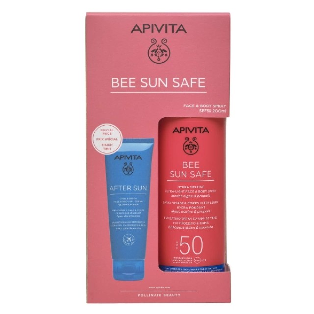 Apivita Bee Sun Safe Promo Ενυδατικό Spray Ελαφριάς Υφής Για Πρόσωπο & Σώμα SPF50 200ml & ΔΩΡΟ After Sun Πρόσωπο & Σώμα 100ml