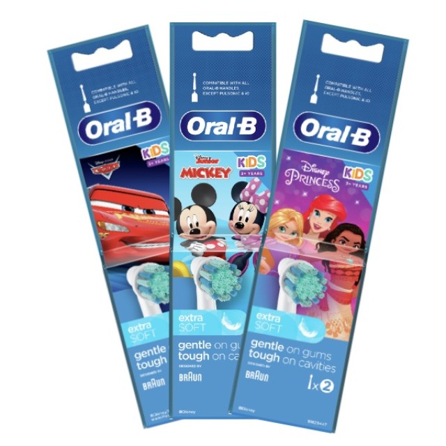 Oral-B Kids Disney Princess, Mickey or Cars Replacement Heads 2 pieces