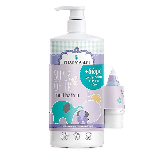 Pharmasept Baby Care Mild Bath 1000ml & Extra Calm Cream 40ml