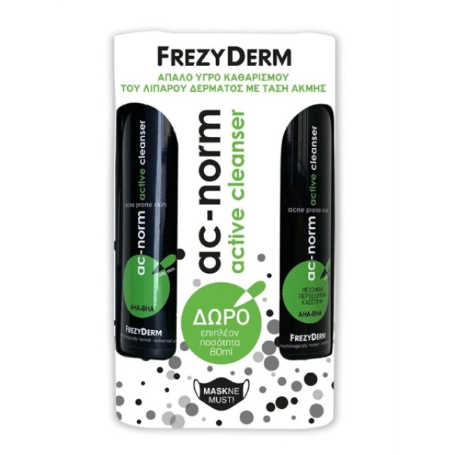 Frezyderm Ac-Norm Active Cleanser Υγρό Καθαρισμού Προσώπου 200ml & 80ml Δώρο
