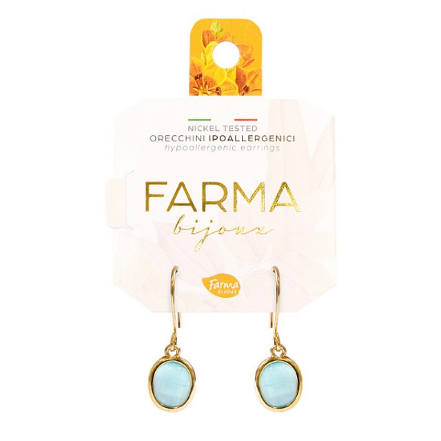 Farma Bijoux Υποαλλεγικά Σκουλαρίκια Κρεμαστά με Tιρκουάζ Χαλαζία 25mm