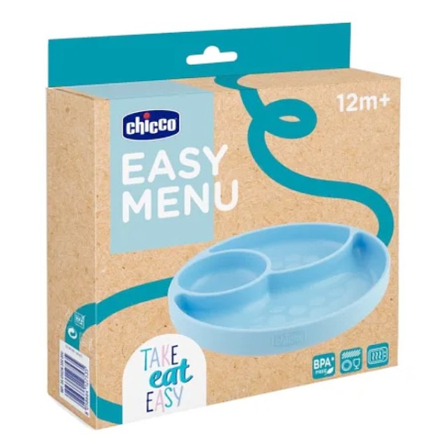 Chicco Easy Menu Silicone Section Plate 12m+ Blue 1 τεμάχιο