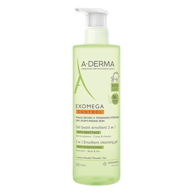 A-Derma Exomega Control Gel Lavant Emollient 2in1 500ml