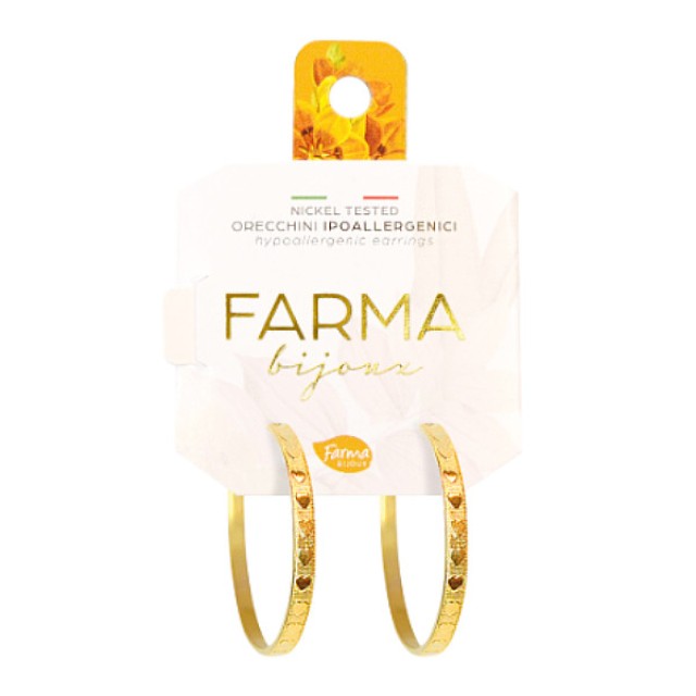 Farma Bijoux Υποαλλεγικά Σκουλαρίκια Χρυσοί Κρίκοι με Καρδιές 25mm