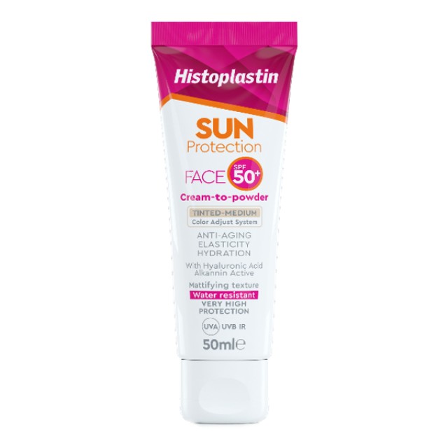 Histoplastin Sun Protection Face Cream to Powder Tinted Medium SPF50 50ml
