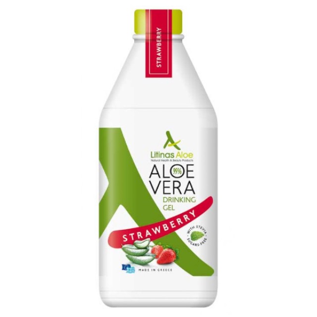 Litinas Aloe Vera Πόσιμο Βιολογικό Gel Γεύση Φράουλα 1000ml