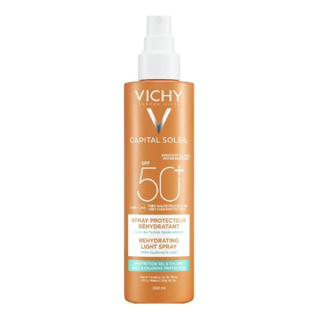 Vichy Capital Soleil Beach Protect Αντηλιακό Σπρέι Mε Υαλουρονικό Οξύ SPF50+ 200ml