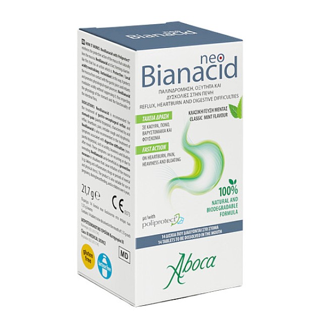 Aboca Neo Bianacid γεύση Μέντα 14 δισκία