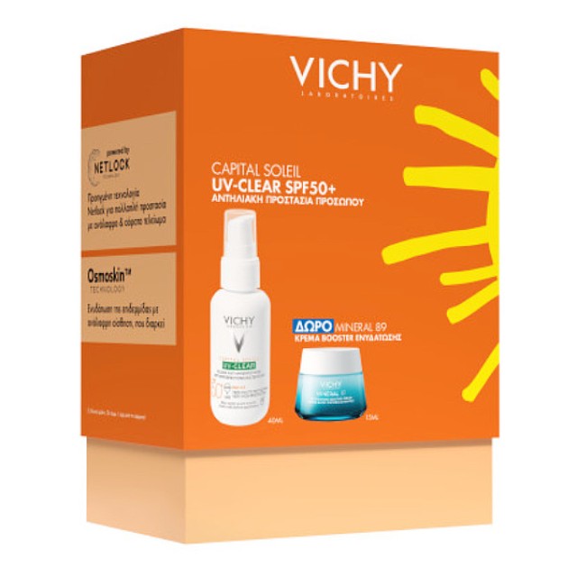 Vichy Capital Soleil UV-Clear SPF50 40ml & Mineral 89 72h Moisture Boosting Cream 15ml