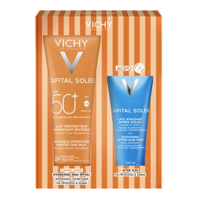 Vichy Capital Soleil Invisible Hydrating Protective Milk SPF50 300ml & Soothing After-Sun Milk 100ml
