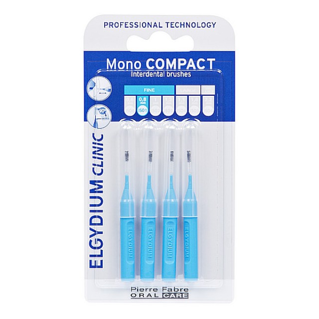 Elgydium Mono Compact Μεσοδόντια Βουρτσάκια 0.4 Μπλε 4 τεμάχια