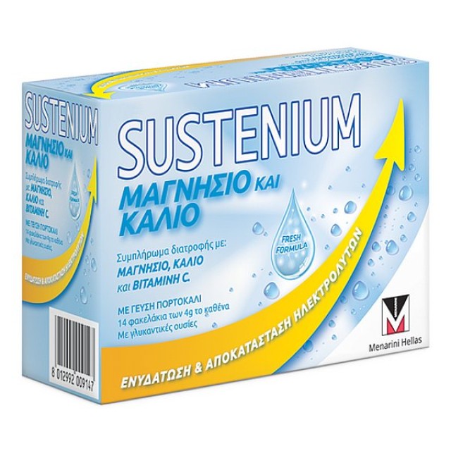 Sustenium Magnesium and Potassium γεύση Πορτοκάλι 14 φακελάκια