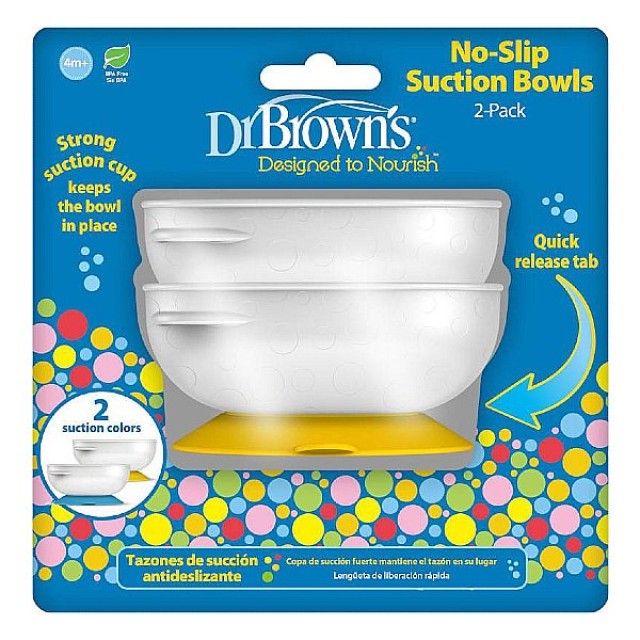 Dr. Brown's No-Slip Suction Bowls Αντιολισθητικό Μπολ Φαγητού 2 τεμάχια